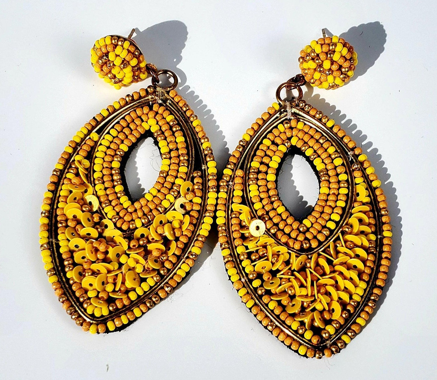 Beaded Oval Earrings