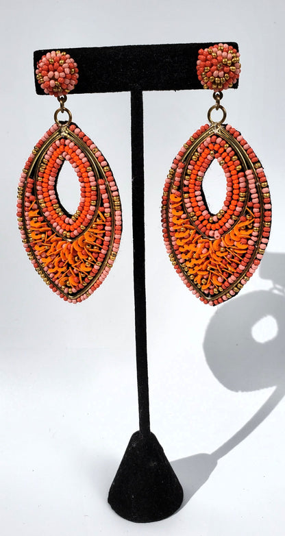 Beaded Oval Earrings