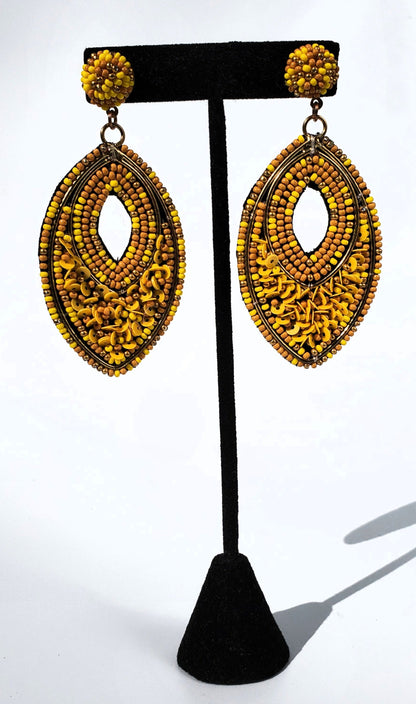 Beaded Oval Earrings